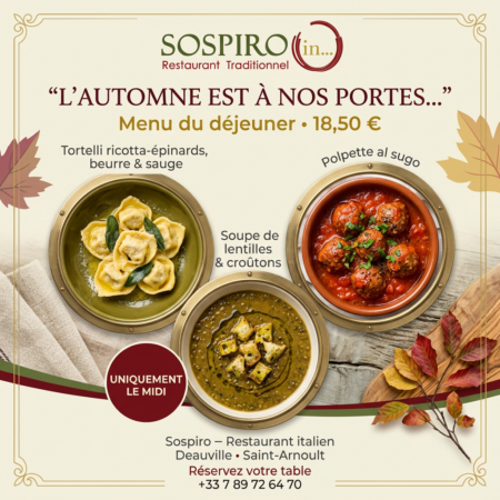 MENU MIDI SOSPIRO RESTAURANT ITALIEN DEUVILLE 2026